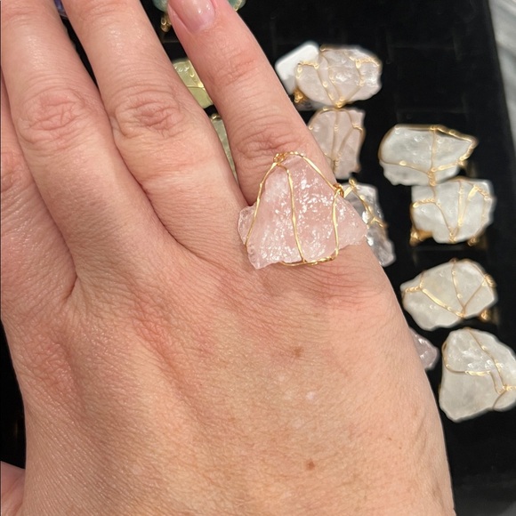 Rose Quartz Hand Wrapped Copper Wire Ring - Picture 7 of 7